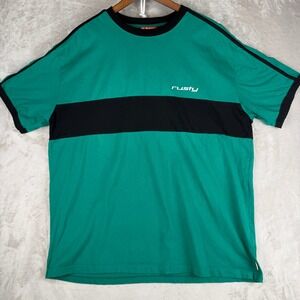 Rusty Experimental Division RED Mens XL Green Black Striped Ringer T-Shirt Skate